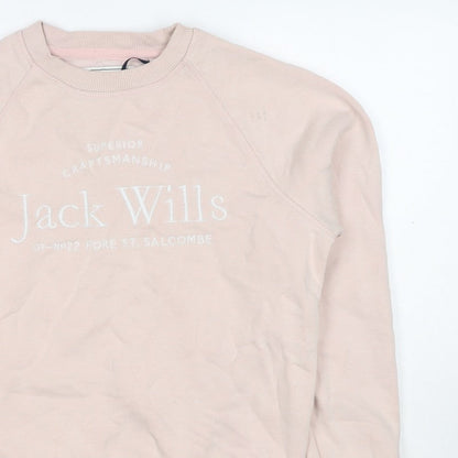Jack Wills Women’s Pink UK 8 Logo Crew Neck Pullover Sweatshirt