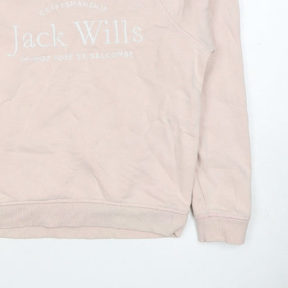 Jack Wills Women’s Pink UK 8 Logo Crew Neck Pullover Sweatshirt