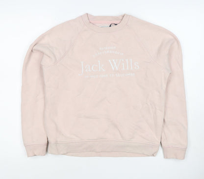 Jack Wills Women’s Pink UK 8 Logo Crew Neck Pullover Sweatshirt