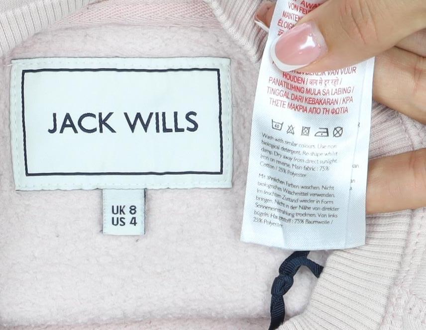 Jack Wills Women’s Pink UK 8 Logo Crew Neck Pullover Sweatshirt