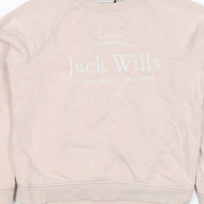 Jack Wills Women’s Pink UK 8 Logo Crew Neck Pullover Sweatshirt