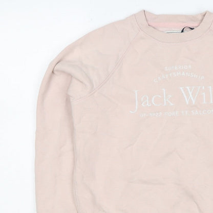 Jack Wills Women’s Pink UK 8 Logo Crew Neck Pullover Sweatshirt
