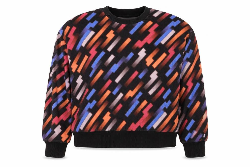 Oliver Bonas Women Multicoloured UK 8 Geometric Fleece Pullover Sweatshirt