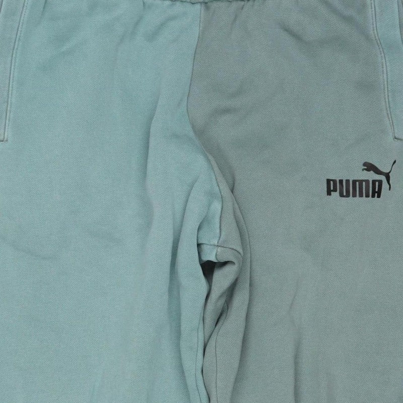 Puma Boys Green Track Pants 13-14 Years Cotton Blend Logo Tape Joggers
