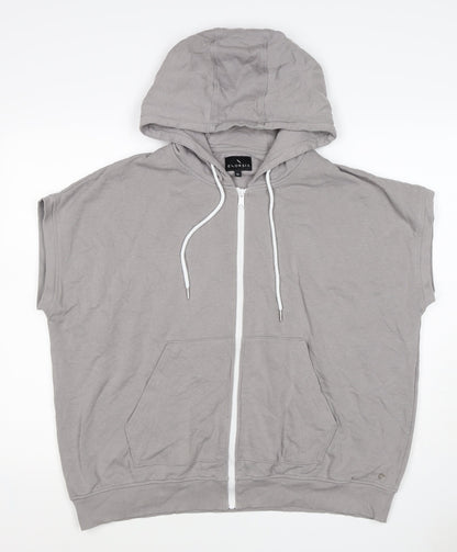 Enorsia Men Grey XL Sleeveless Full Zip Hooded Fleece Vest Hoodie