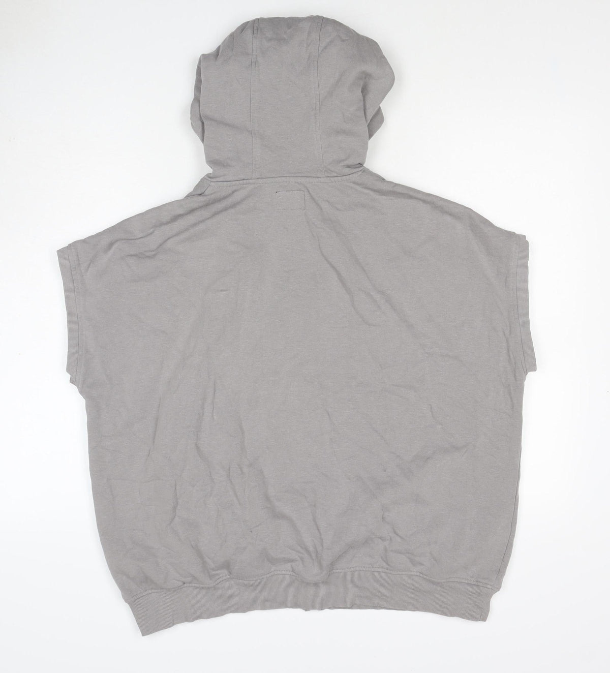 Enorsia Men Grey XL Sleeveless Full Zip Hooded Fleece Vest Hoodie