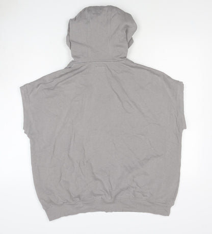 Enorsia Men Grey XL Sleeveless Full Zip Hooded Fleece Vest Hoodie