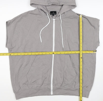 Enorsia Men Grey XL Sleeveless Full Zip Hooded Fleece Vest Hoodie