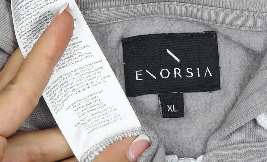 Enorsia Men Grey XL Sleeveless Full Zip Hooded Fleece Vest Hoodie