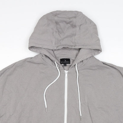 Enorsia Men Grey XL Sleeveless Full Zip Hooded Fleece Vest Hoodie