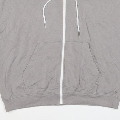 Enorsia Men Grey XL Sleeveless Full Zip Hooded Fleece Vest Hoodie