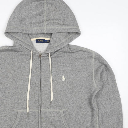 Polo Ralph Lauren Men Grey S Full Zip Hoodie Logo Cotton Blend