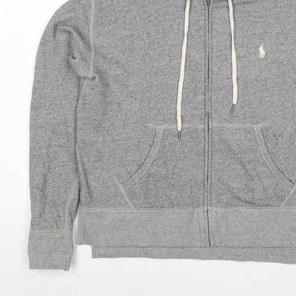 Polo Ralph Lauren Men Grey S Full Zip Hoodie Logo Cotton Blend