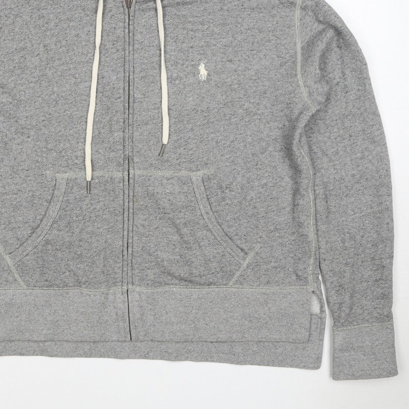 Polo Ralph Lauren Men Grey S Full Zip Hoodie Logo Cotton Blend