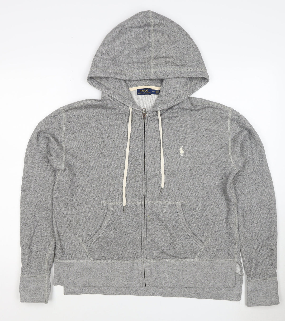 Polo Ralph Lauren Men Grey S Full Zip Hoodie Logo Cotton Blend