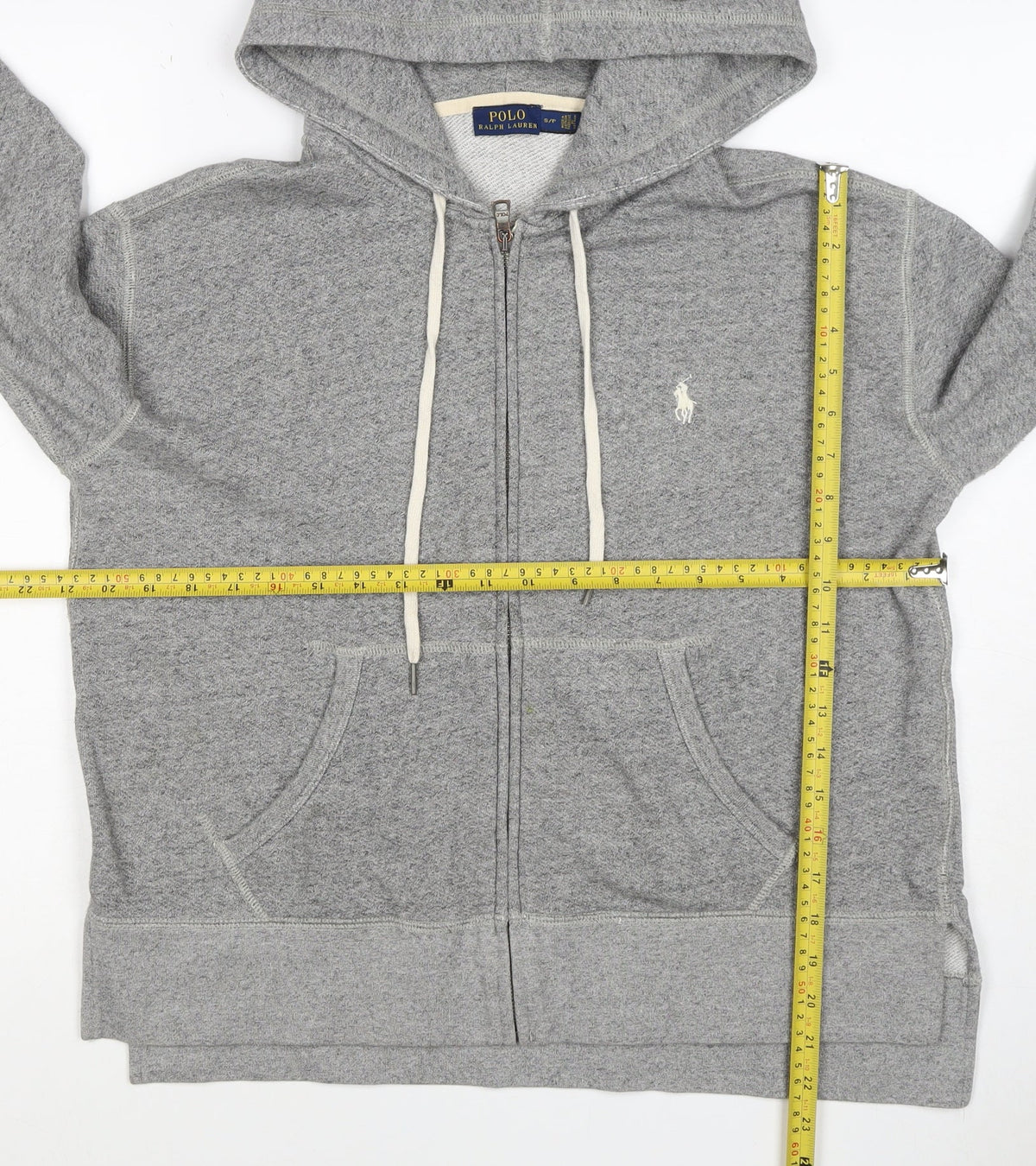 Polo Ralph Lauren Men Grey S Full Zip Hoodie Logo Cotton Blend