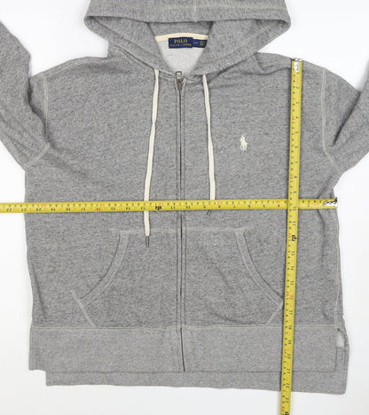 Polo Ralph Lauren Men Grey S Full Zip Hoodie Logo Cotton Blend