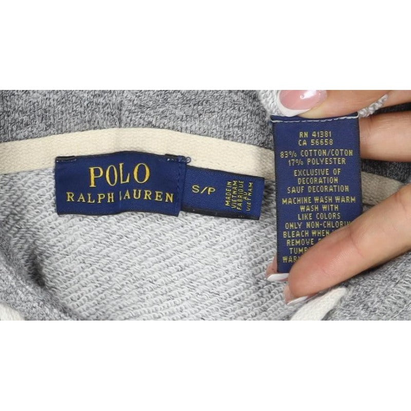 Polo Ralph Lauren Men Grey S Full Zip Hoodie Logo Cotton Blend