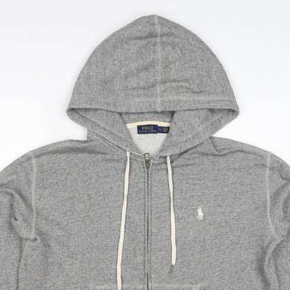 Polo Ralph Lauren Men Grey S Full Zip Hoodie Logo Cotton Blend