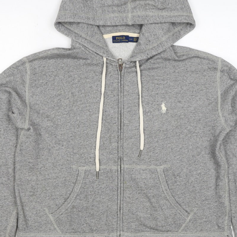 Polo Ralph Lauren Men Grey S Full Zip Hoodie Logo Cotton Blend