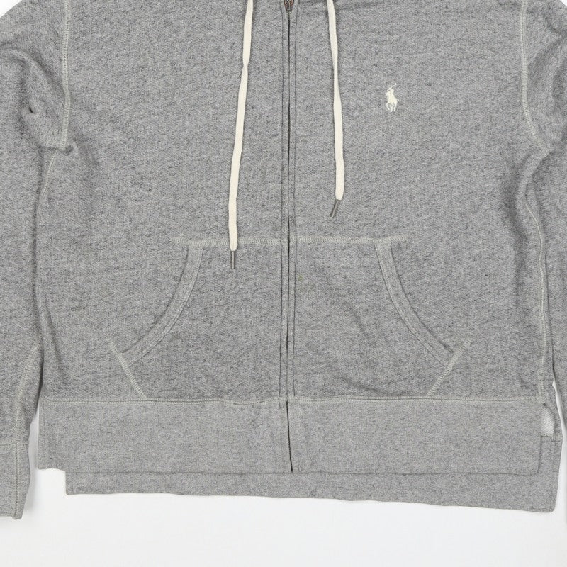 Polo Ralph Lauren Men Grey S Full Zip Hoodie Logo Cotton Blend