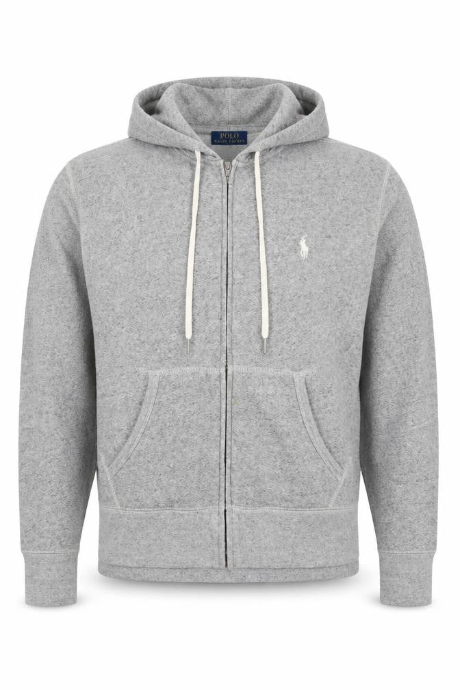 Polo Ralph Lauren Men Grey S Full Zip Hoodie Logo Cotton Blend