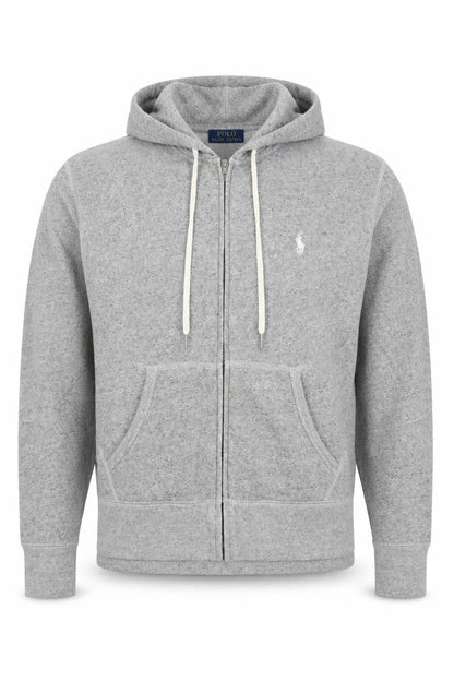 Polo Ralph Lauren Men Grey S Full Zip Hoodie Logo Cotton Blend