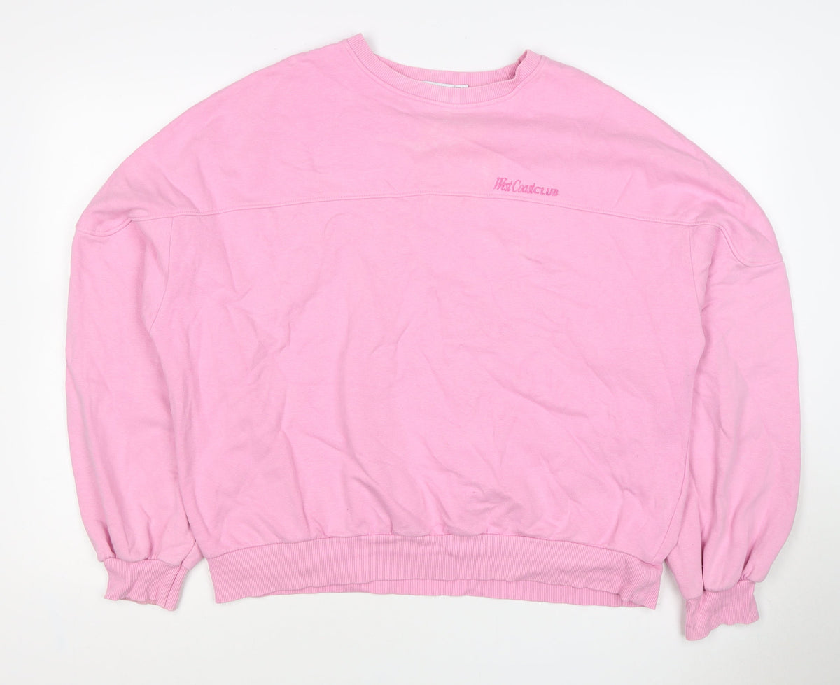 Strand Nabils Women Pink M West Coast Club Embroidered Crew Sweatshirt