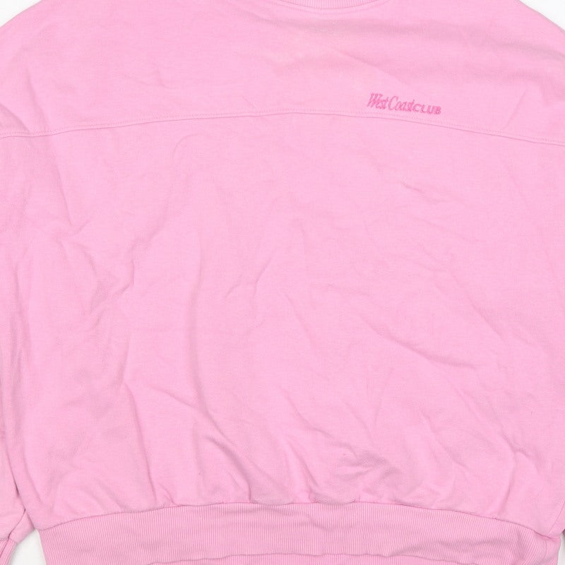 Strand Nabils Women Pink M West Coast Club Embroidered Crew Sweatshirt