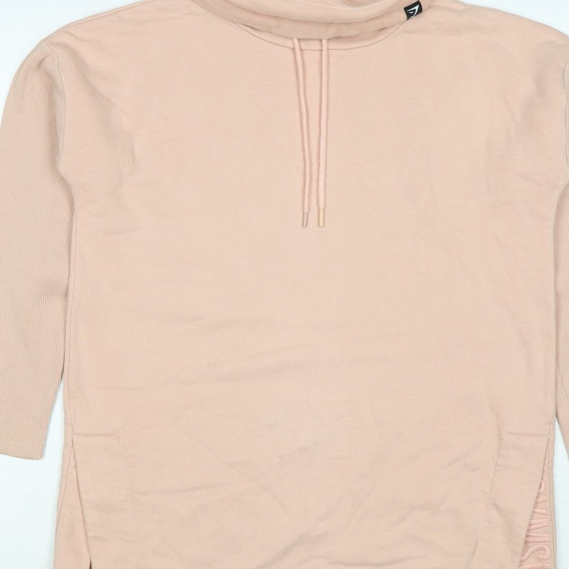 Gymshark Women’s Pink S Cowl Neck Drawstring Tunic Sweatshirt