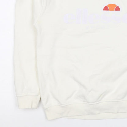 Ellesse Women’s Ivory UK 10 Pullover Logo Crew Neck Sweatshirt