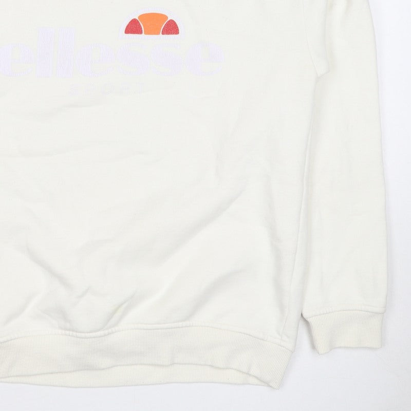 Ellesse Women’s Ivory UK 10 Pullover Logo Crew Neck Sweatshirt