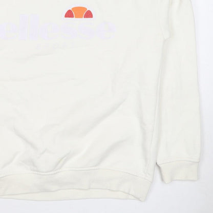Ellesse Women’s Ivory UK 10 Pullover Logo Crew Neck Sweatshirt