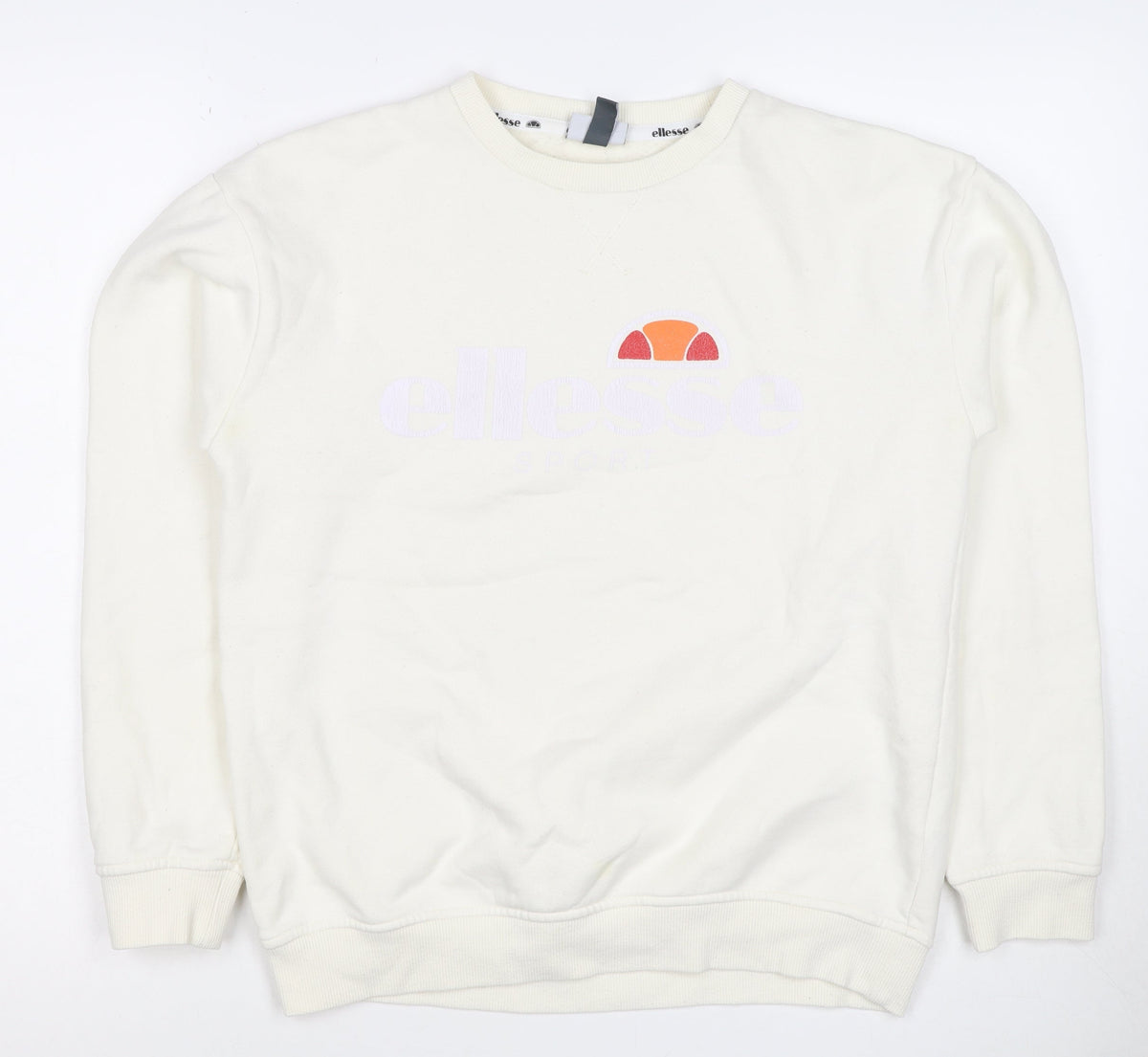 Ellesse Women’s Ivory UK 10 Pullover Logo Crew Neck Sweatshirt