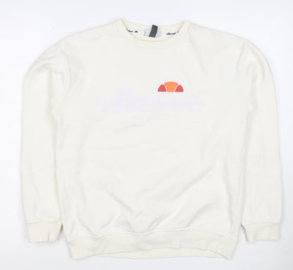 Ellesse Women’s Ivory UK 10 Pullover Logo Crew Neck Sweatshirt