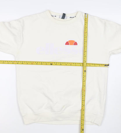 Ellesse Women’s Ivory UK 10 Pullover Logo Crew Neck Sweatshirt