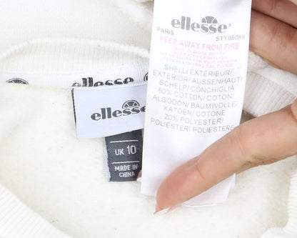 Ellesse Women’s Ivory UK 10 Pullover Logo Crew Neck Sweatshirt