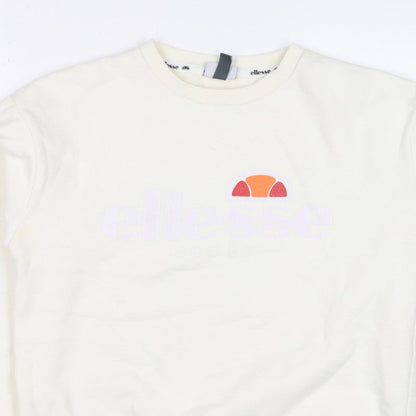 Ellesse Women’s Ivory UK 10 Pullover Logo Crew Neck Sweatshirt