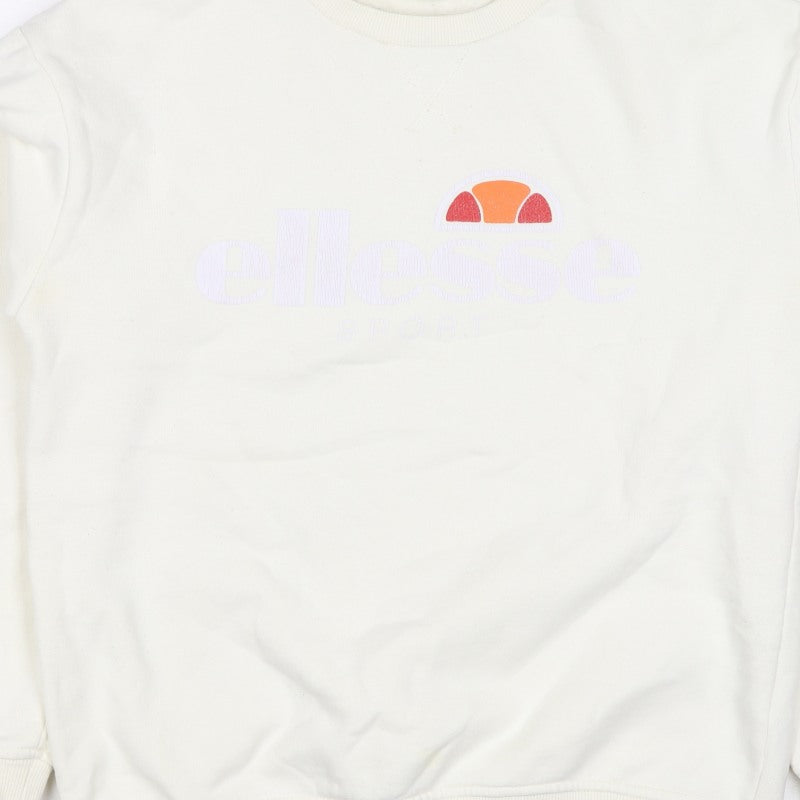 Ellesse Women’s Ivory UK 10 Pullover Logo Crew Neck Sweatshirt