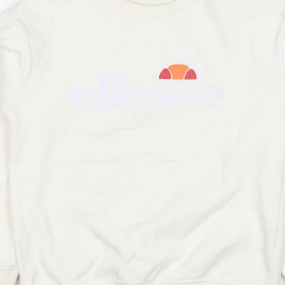 Ellesse Women’s Ivory UK 10 Pullover Logo Crew Neck Sweatshirt