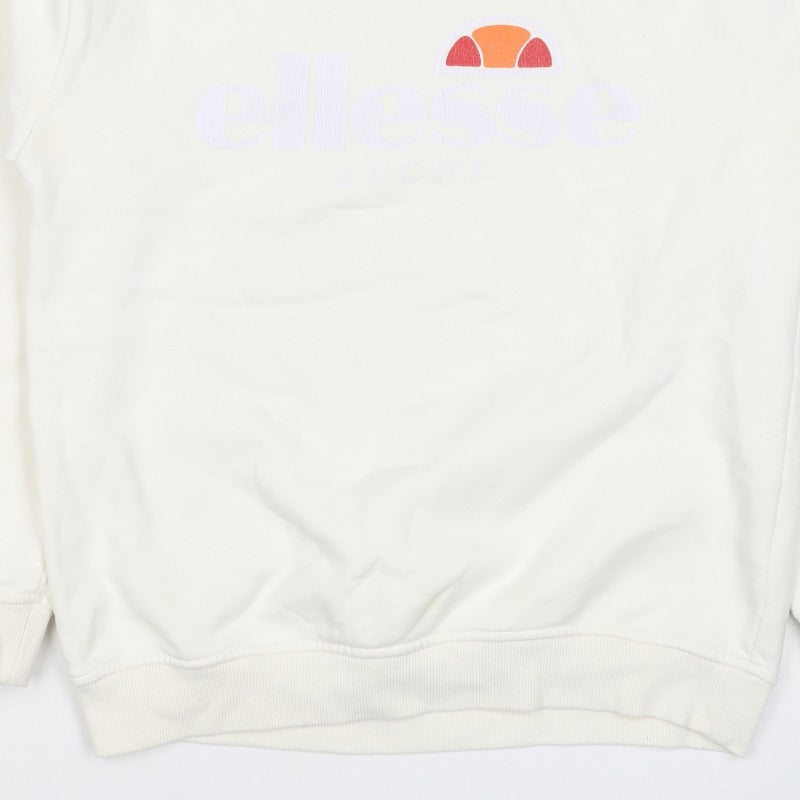 Ellesse Women’s Ivory UK 10 Pullover Logo Crew Neck Sweatshirt
