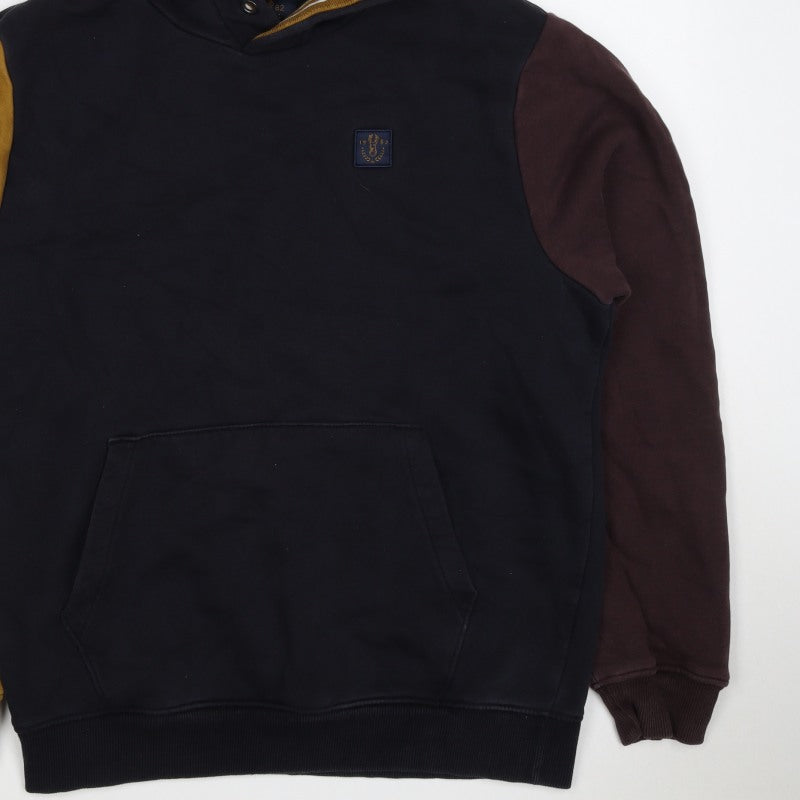 Next Men’s Multicoloured M Pullover Hoodie Colour Block Logo
