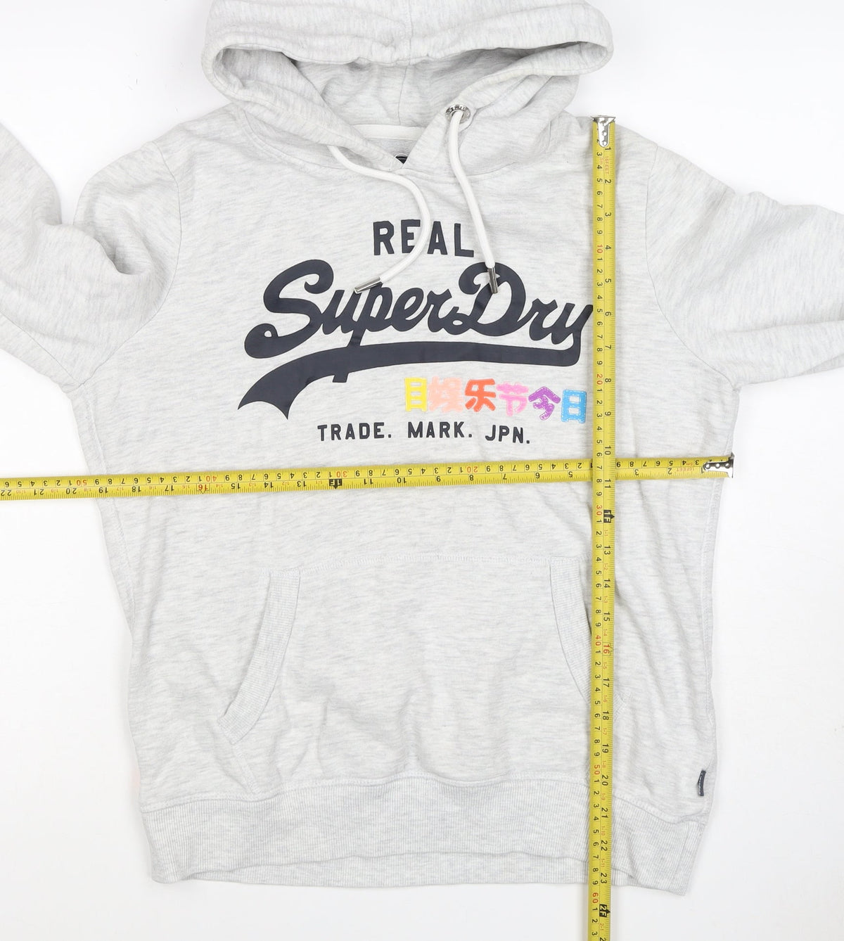 Superdry Women Grey UK 10 Pullover Hoodie Graphic Print Pockets