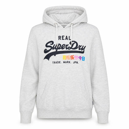 Superdry Women Grey UK 10 Pullover Hoodie Graphic Print Pockets