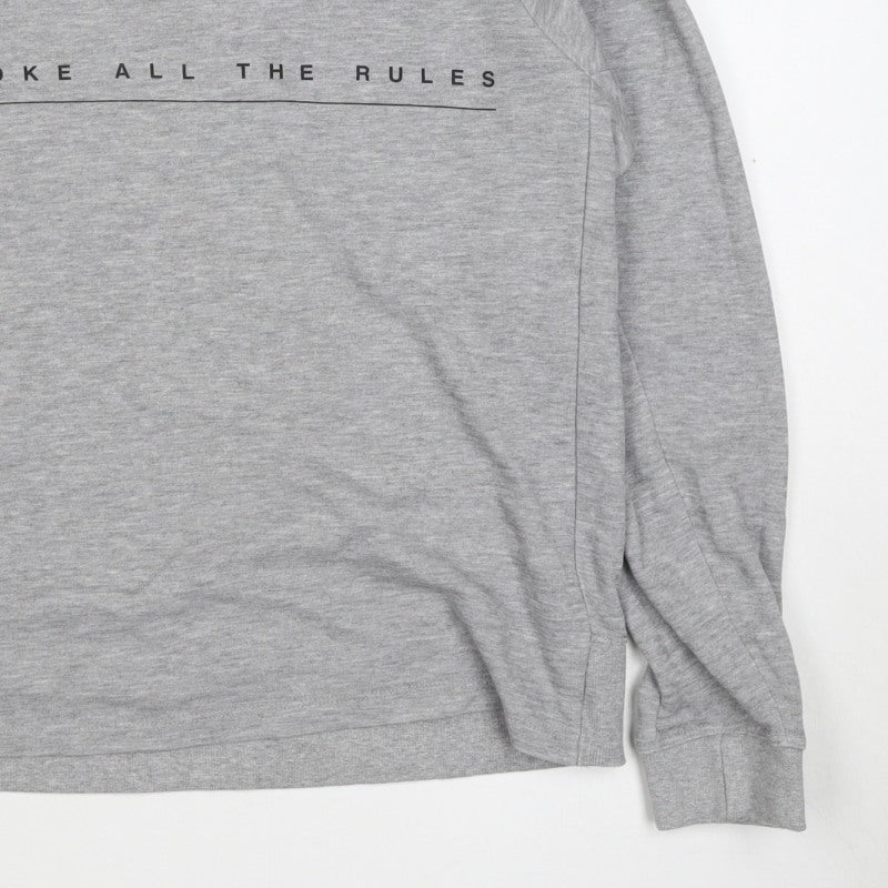 Mango Teens Grey XS Pullover Sweatshirt Graphic Quote Raglan
