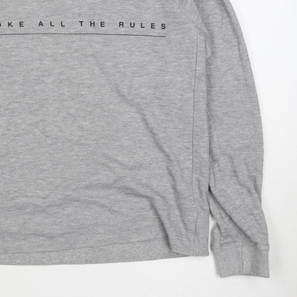 Mango Teens Grey XS Pullover Sweatshirt Graphic Quote Raglan