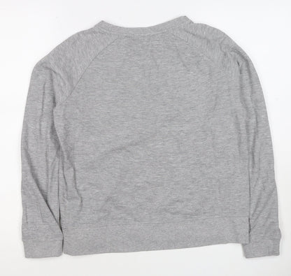 Mango Teens Grey XS Pullover Sweatshirt Graphic Quote Raglan