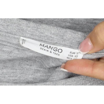 Mango Teens Grey XS Pullover Sweatshirt Graphic Quote Raglan