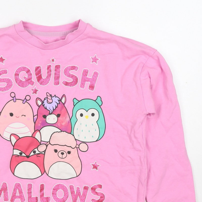 Nutmeg Girls Pink 9-10 Years Squishmallows Graphic Print Pullover Sweatshirt
