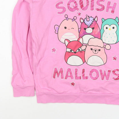 Nutmeg Girls Pink 9-10 Years Squishmallows Graphic Print Pullover Sweatshirt